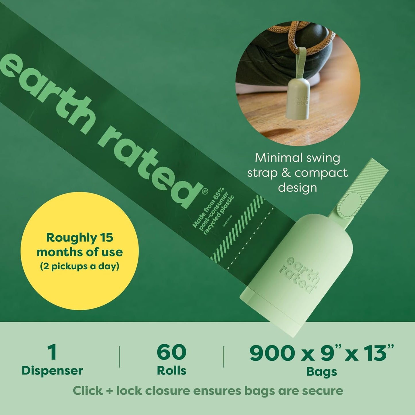 Durable Dog Waste Bag Dispenser with 900 Leakproof Lavender-Scented Bags