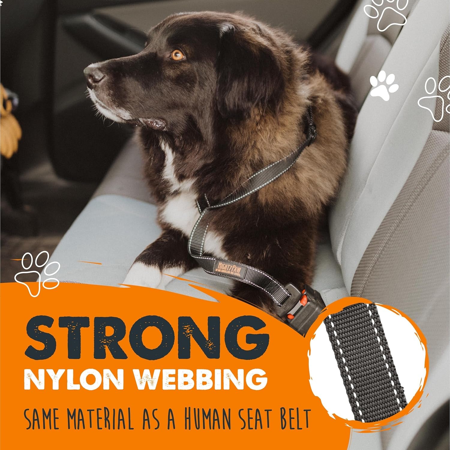 Dog Safety Seat Belt | Premium Pet Restraint Made with Durable Seatbelt Material and All-Metal Hardware, Adjustable Length, Exceeds Safety Standards for Secure Travel