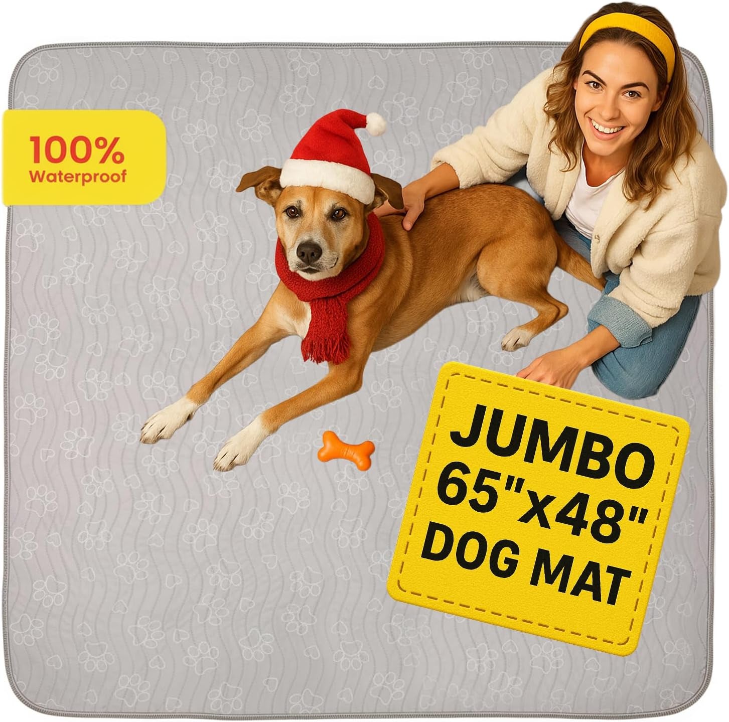 Reusable Waterproof Puppy Pad - Extra-Absorbent, Washable Potty Pad for Dog Training and Whelping - Protect Your Floors with Quick-Drying Design, 1 Pack - 65" x 48