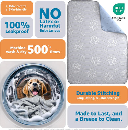 Reusable Waterproof Puppy Pad - Extra-Absorbent, Washable Potty Pad for Dog Training and Whelping - Protect Your Floors with Quick-Drying Design, 1 Pack - 65" x 48